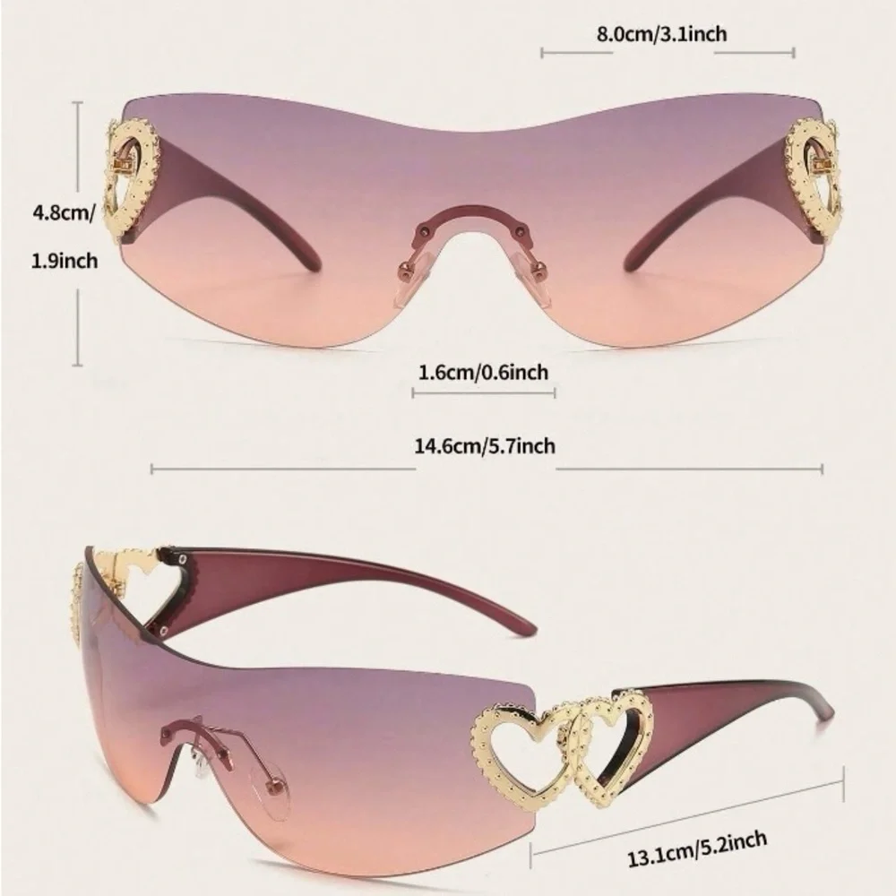 Purple Powder Luxury Heart Sunglasses